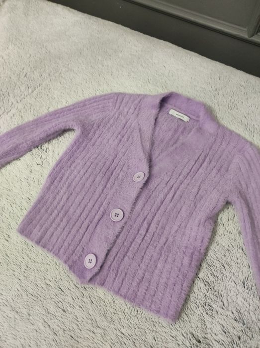 Krótki obcisły fioletowy fiołkowy sweter crop top sweater Reserved M