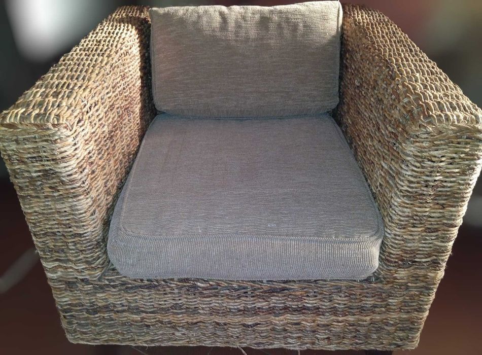 Conjunto Poltronas + Mesas Jardim Fibra Natural