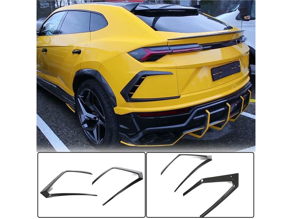 Lamborghini Urus 2018- рр. Накладки на задній бампер (Сухий карбон)