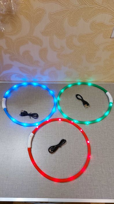 Автоматический поводок 3 м. и 5 м. СВЕТЯЩИЕСЯ ОШЕЙНИКИ размер S , M, L