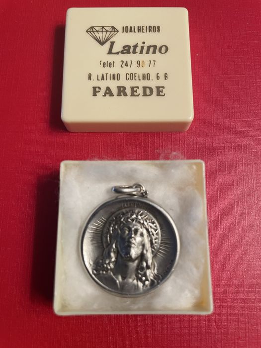 Medalha de prata Jesus Cristo e N. Sra. De Fátima