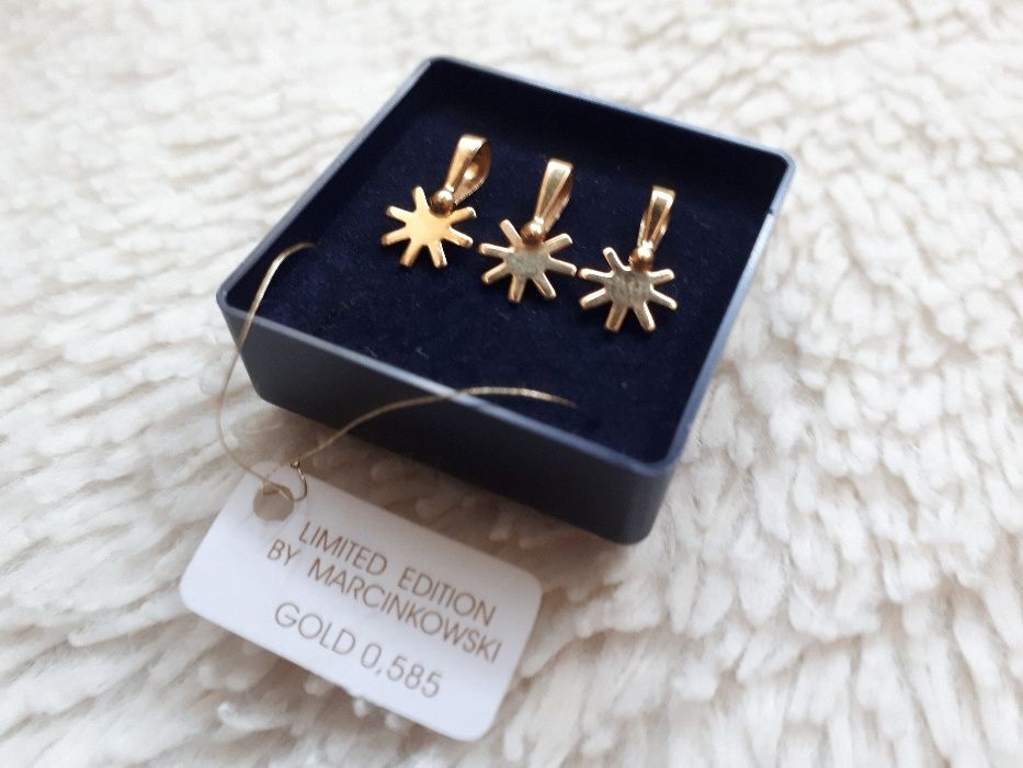 Złote zawieszki na łańcuszek lub bransoletkę próba 585 cena za 3 szt.