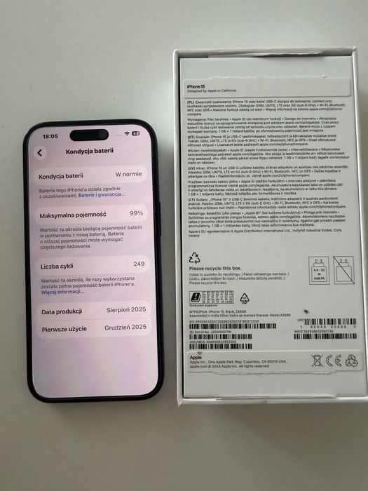 iPhon 15 256 gb stan idealny