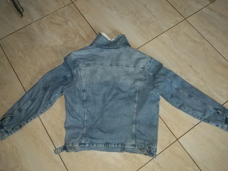 Kurtka jeansowa niebieska z kożuszkiem XL