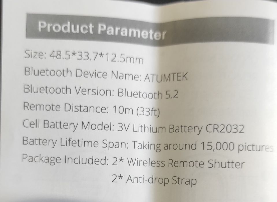 Atumtek pilot zdalny do aparatu dla iPhone i smartfonów z Androidem