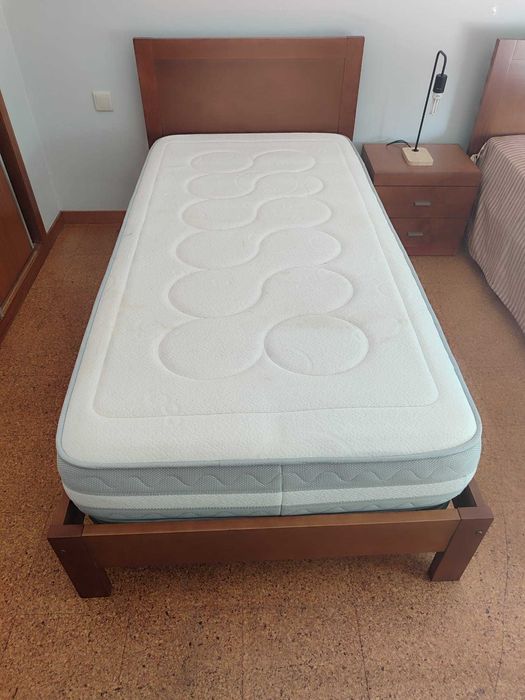 Cama Solteiro C/ Colchão l Madeira Maciça I 195X95CM
