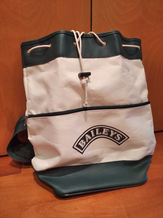 Saco / mochila promocional Baileys, tipo marinheiro, em tela e pele sintética