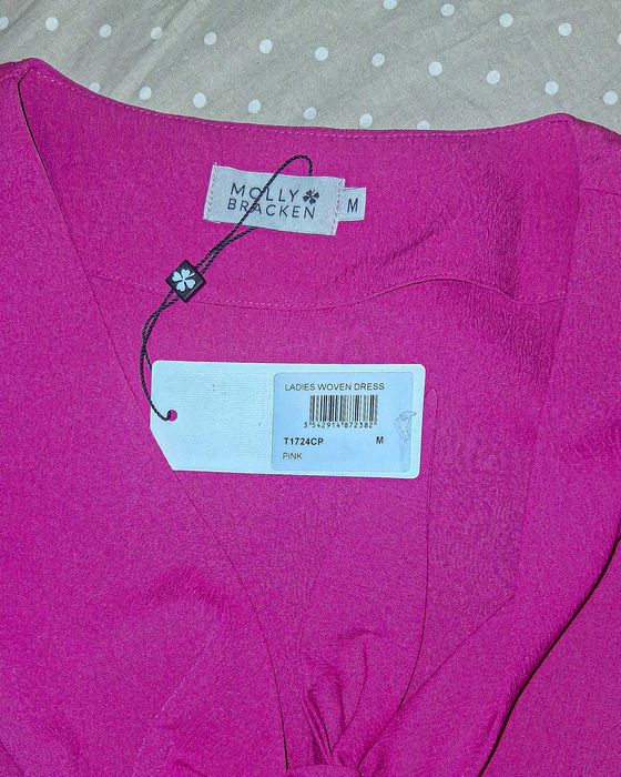 Vestido Trapézio / Curto Rosa com Pormenores Molly Bracken (Tam. M | Novo c/ Etiqueta)