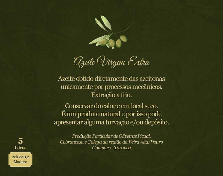 Azeite Biológico 0,2. Produção particular nas encostas do Varosa.