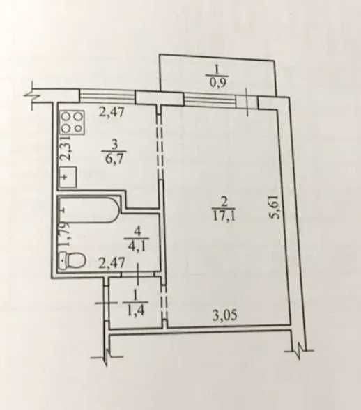 Продаж 1-кімнатна квартира у центрі міста (Victory Plaza)