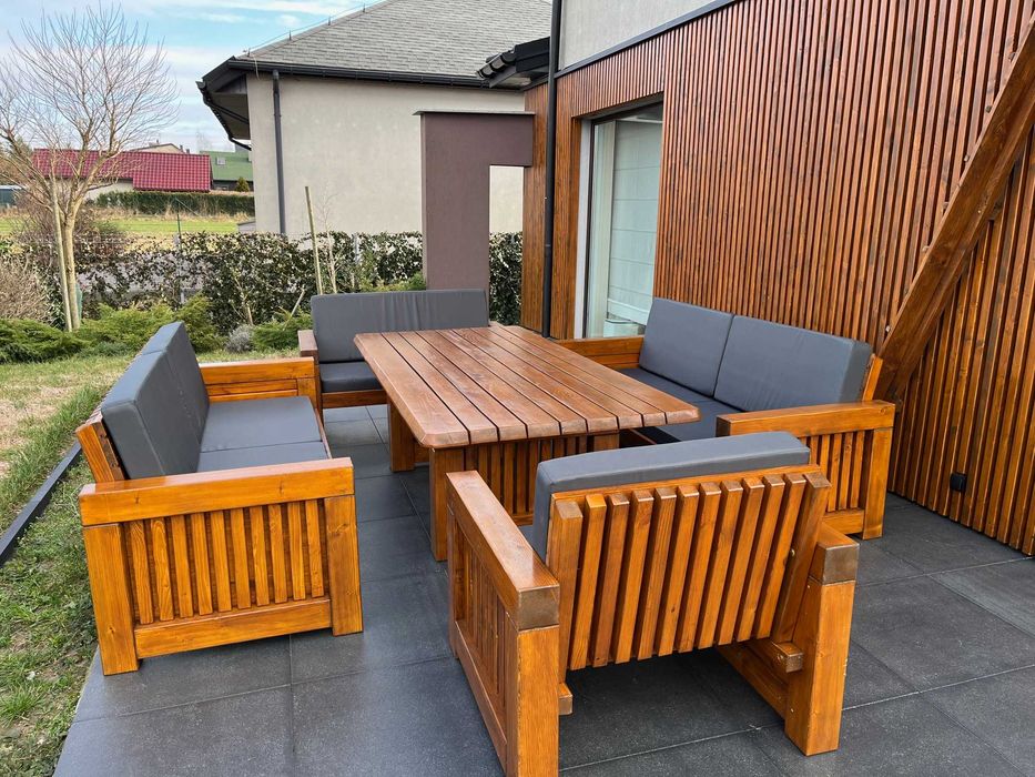 meble ogrodowe, meble drewniane, zestaw mebli drewnianych