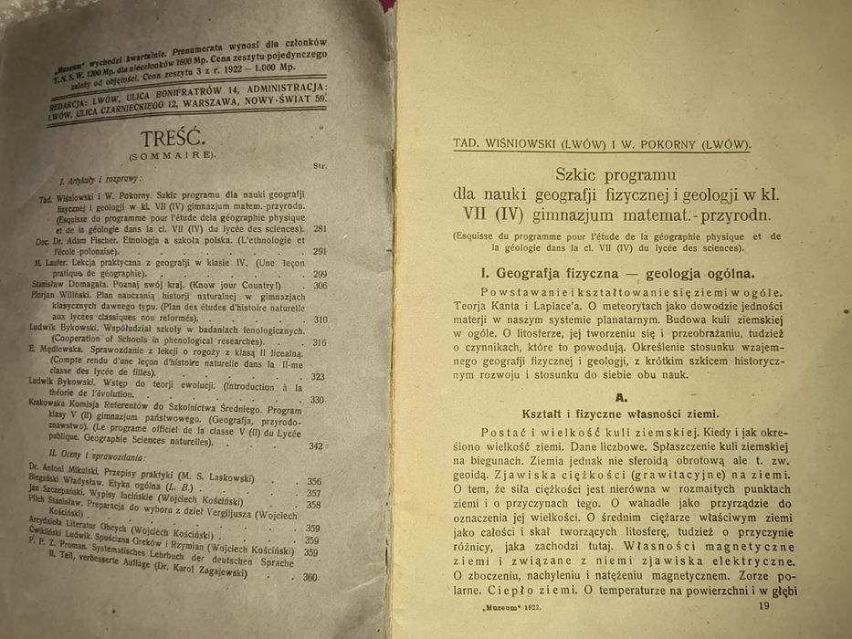 "Muzeum" 1922 r. - edukacja