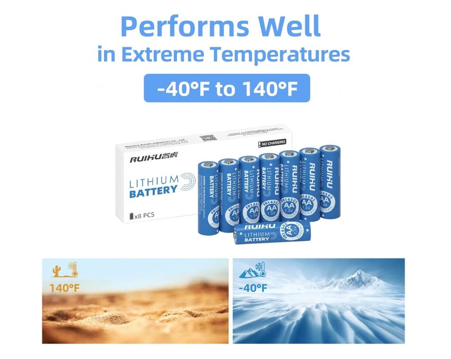 20 sztuk x Baterie litowe RUIHU AA litowo-żelaznych 1,5V 3000mAh
