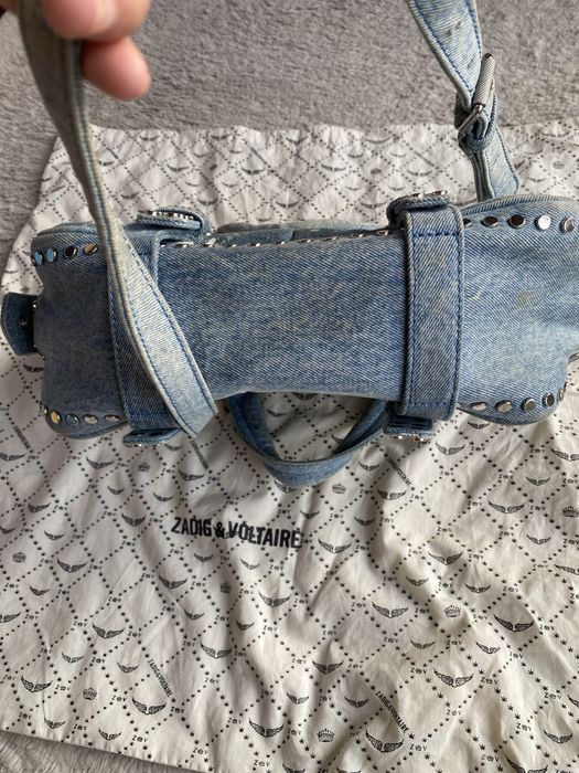 Zadig & Voltaire vintage Y2K demin graffiti silver studs sunny bag