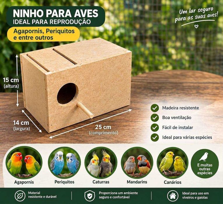 Ninhos NOVOS para agapornis periquitos e Exóticos