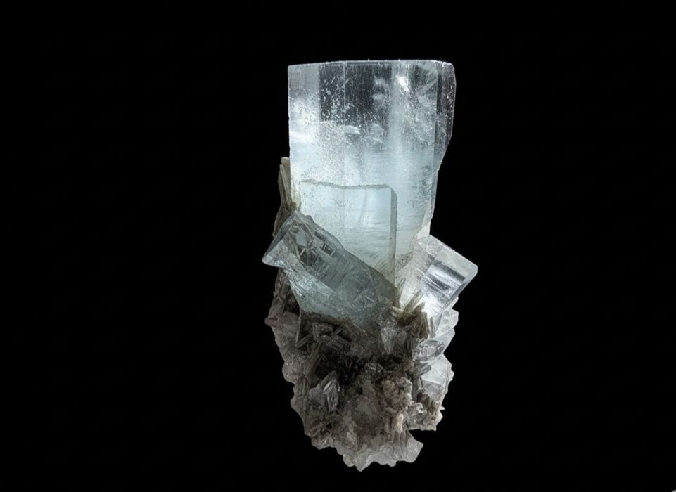 Akwamaryn naturalny duży kryształ, kamień , minerał