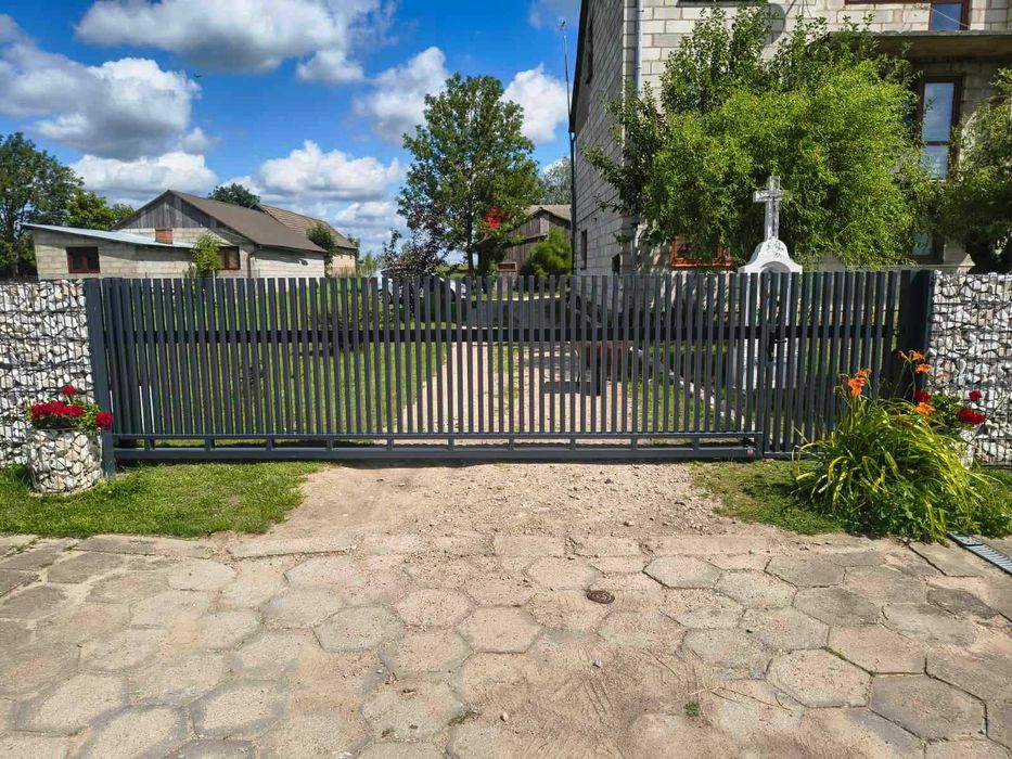Bramy przesuwne panelowe palisadowe kute  ocynk PRODUCENT podlaskie
