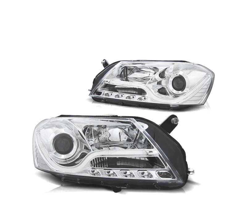 FAROIS FRONTAIS PARA VOLKSWAGEN VW PASSAT B7 10-14 TUBE LIGHT FUNDO CROMADO