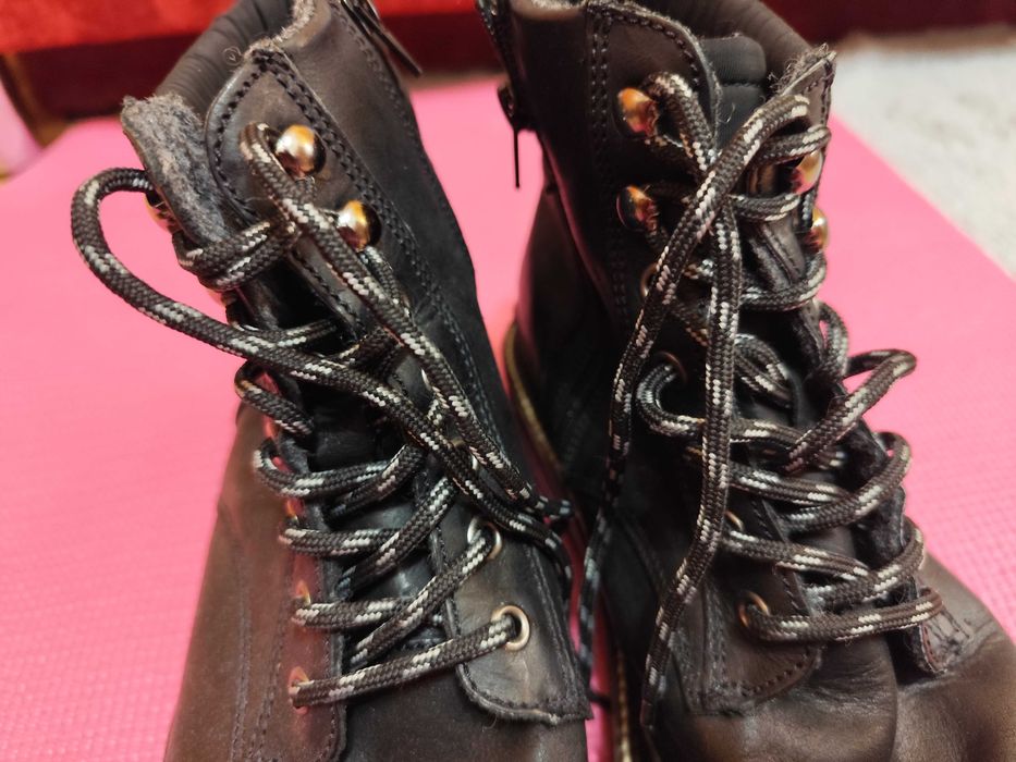 Męskie buty trapery skórzane trekingowe zimowe sznurowane odin
