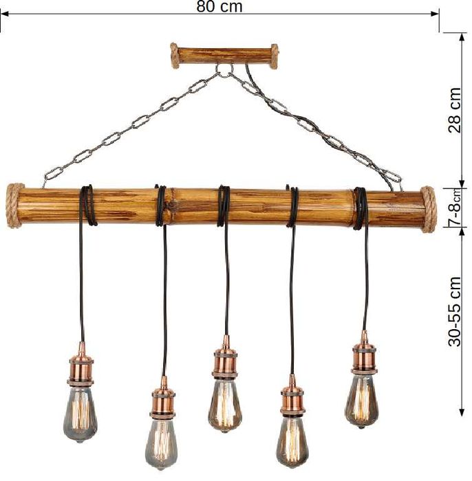 Lampa wisząca z rury bambusowej - loftowa, industrialna, rustykalna.
