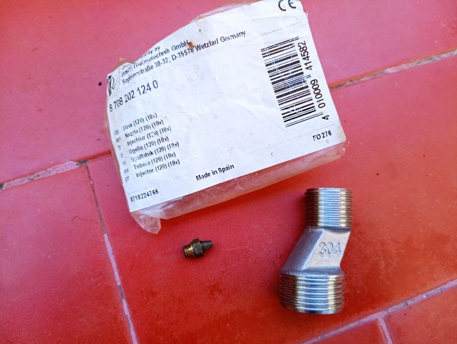 10 injetor (120 Original Bosch + conector redutor aço inoxidavel 304