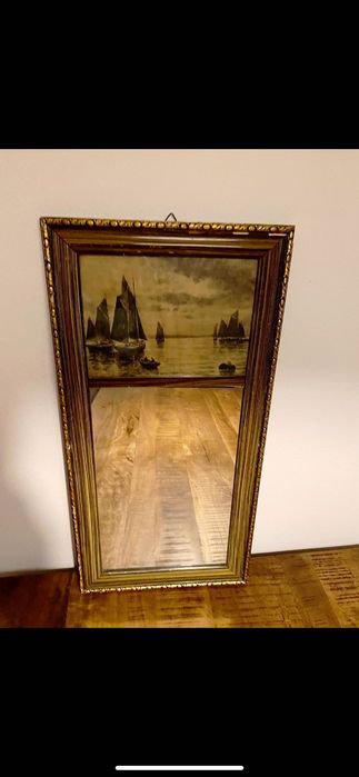 Starocie Stare, antyczne lustro w ramie z obrazem