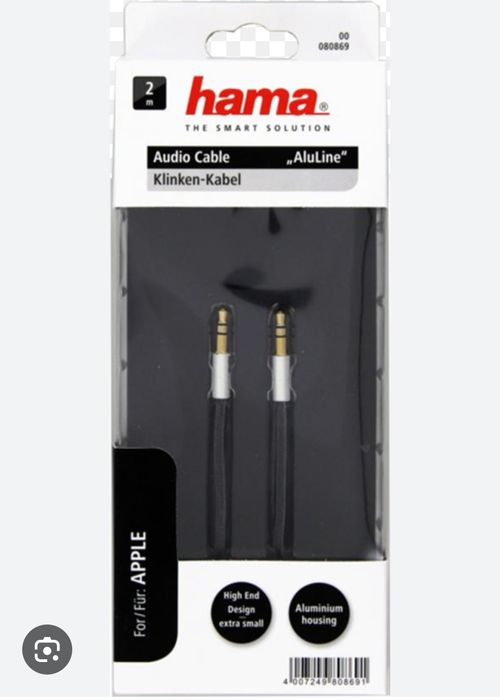 Kabel audio jack 3,5 mm Hama AluLine 2m – nowy, premium