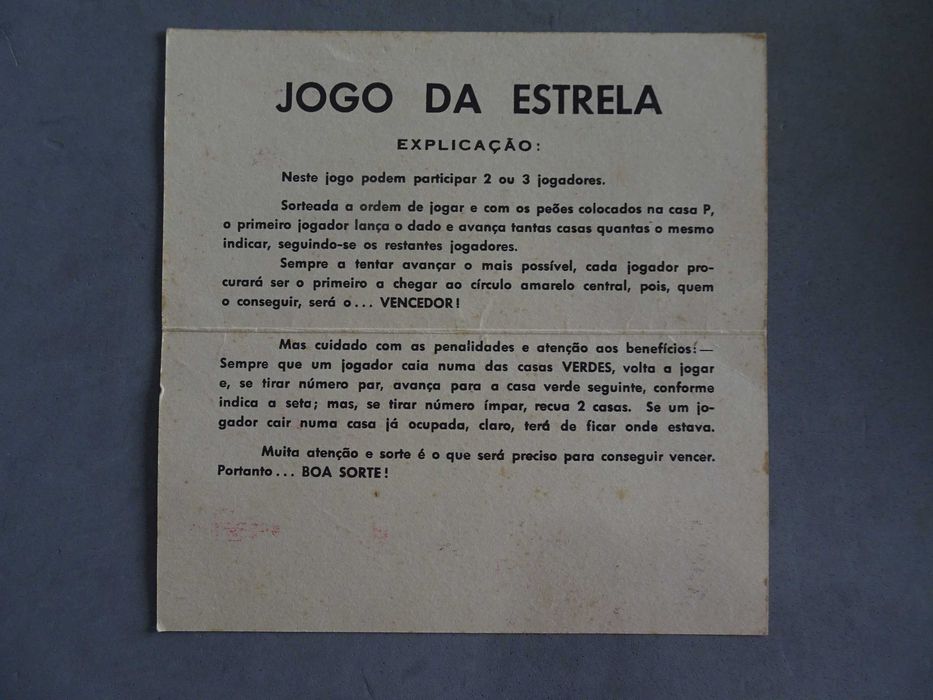 Antigo tabuleiro de jogo - Jogo da Estrela