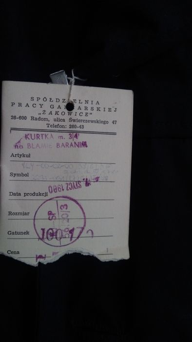 Kożuch - unikatowa nowa kurtka z prl