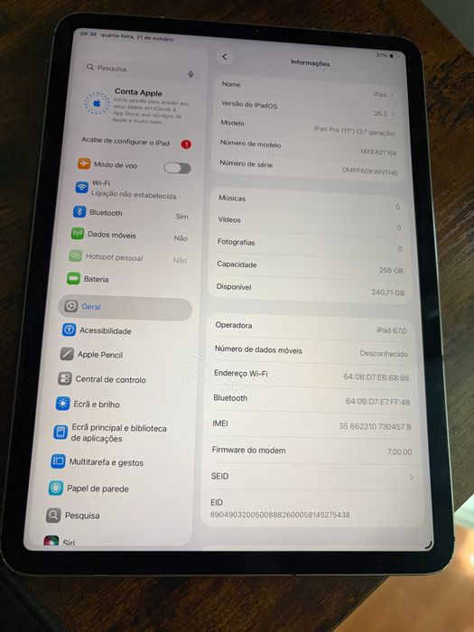 iPad Pro 11″ (2.ª geração) — 256 GB