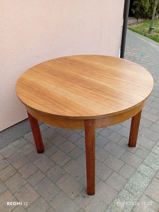 Stół okrągły rozkładany PRL Transport