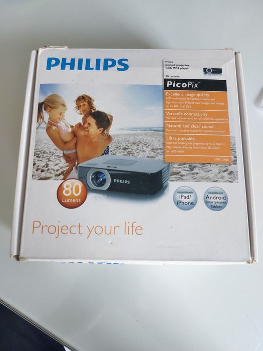 Projector Philips PicoPix de 80 lumens, impecável