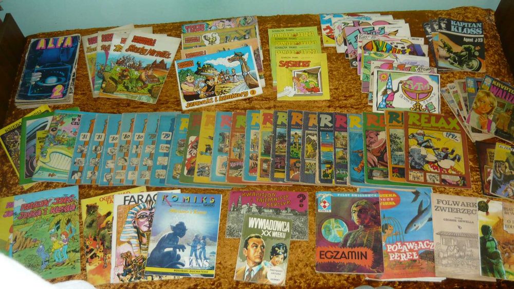 Komiksy PRL Relax Kajko Kokosz Tytus Kloss Żbik stare zestaw kolekcja