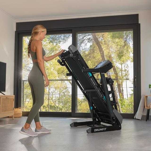 Passadeira eléctrica de corrida dobrável - Cecotec - DrumFit WayHome 1600 Obelia Ultraflex Pro, com Cinto de Massagem, Halteres, etc