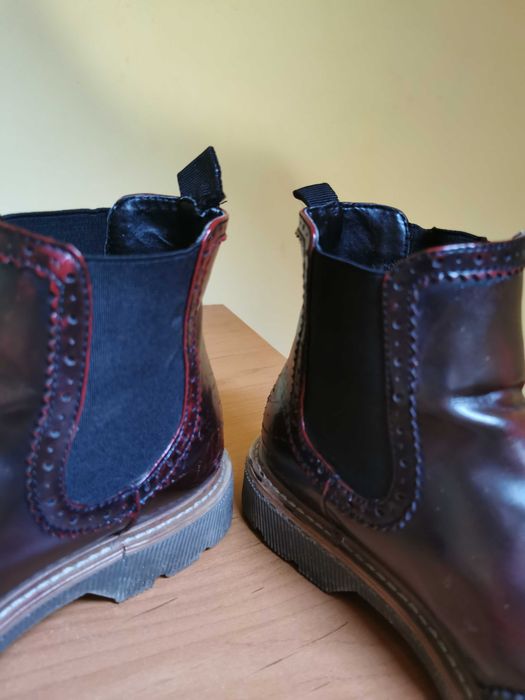 Bordowe botki 37 za kostkę skórzane