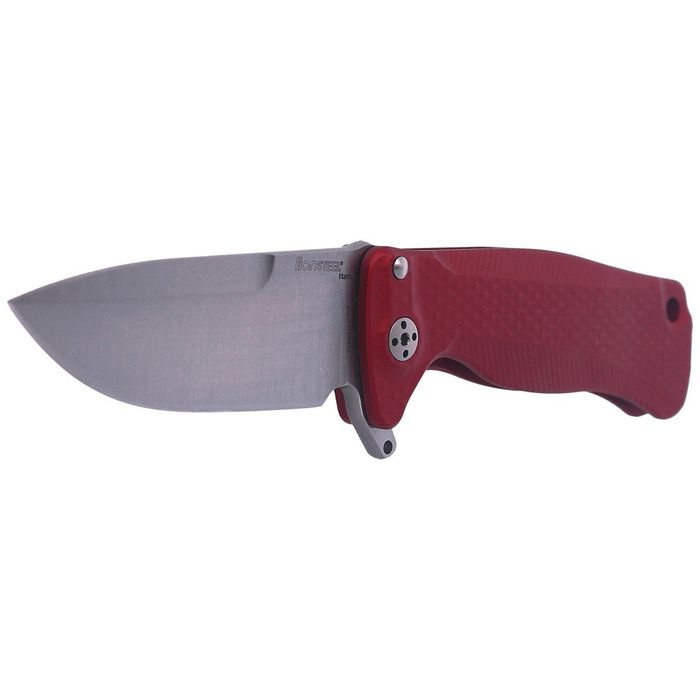 Nóż składany LionSteel SR22A Red Aluminum, Satin Sleipner by Molletta