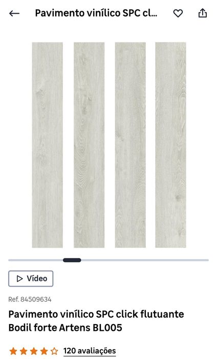 Pavimento vinílico SPC click flutuante Bodil forte Artes BL005 68m²