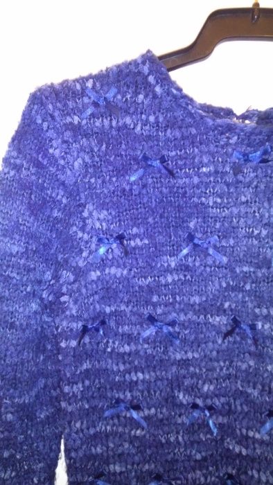 CAMISOLA malha azul com lacinhos em tecido