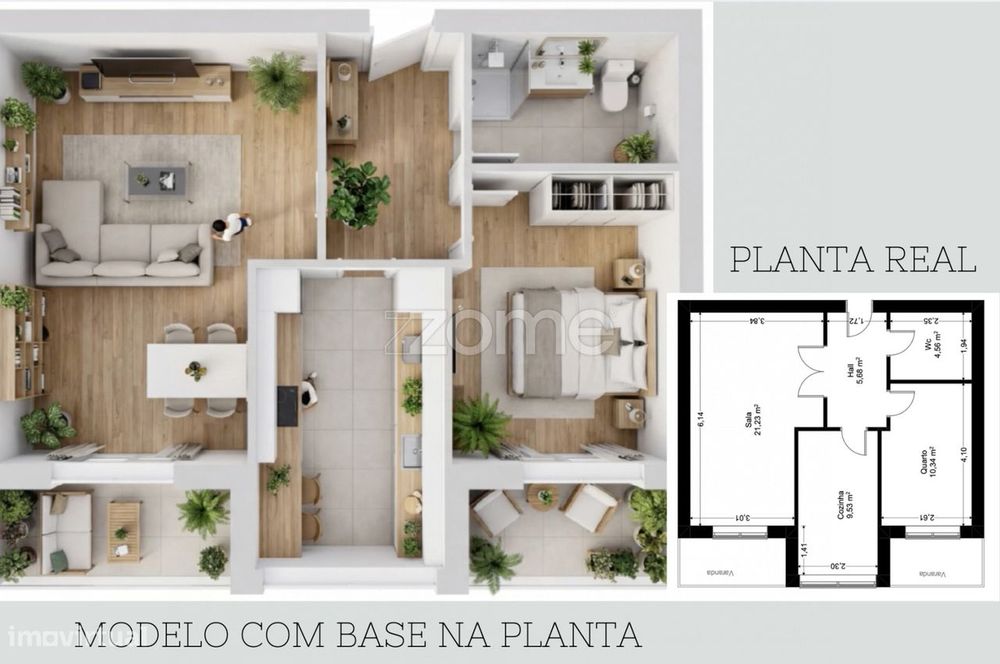 Apartamento T1, com 2 Varandas, Garagem na Meadela, Viana do Castelo