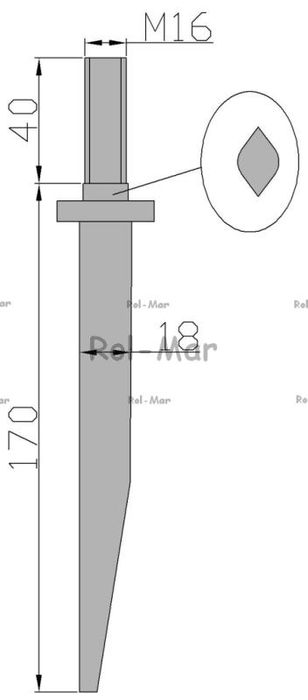 Ząb brony 16x170 M16 Paczka 20szt Mocowany na łezkę