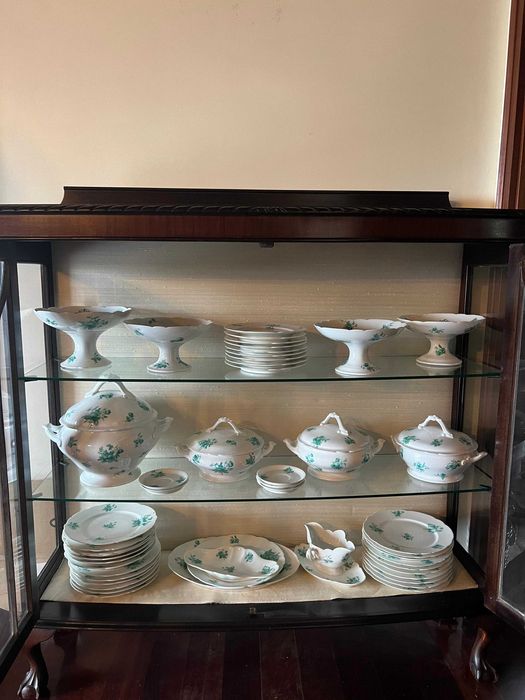 Conjunto louça antigo desenho verde