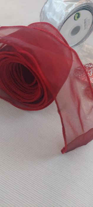 Decorações Natal Fita Prateada 2x5mt Encarnada 1x3mt oferta 60 coraçõe