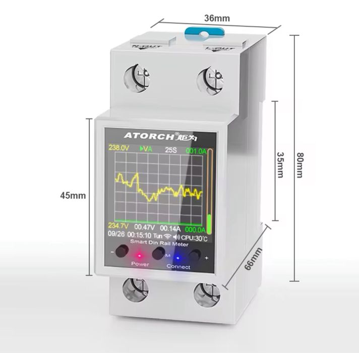 Умный счетчик WiFi на DIN рейку 100A Atorch GR2P GR2PW GR2PWS Ватметр