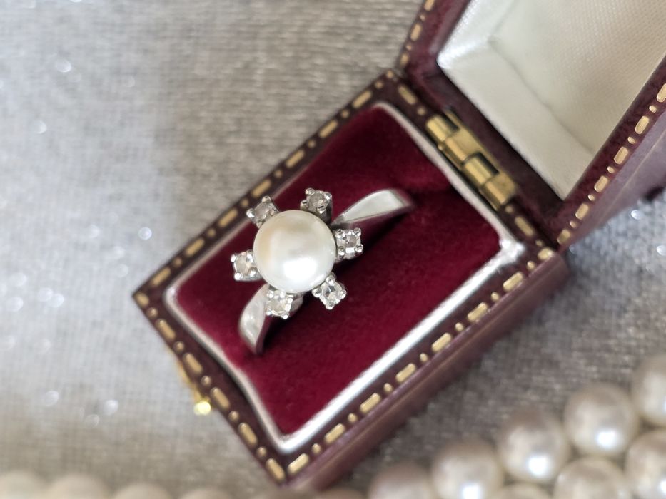 R.14 Pierścionek 18stka urodziny Akoya Diamenty 0.15ct Złoto 585 WYCENA