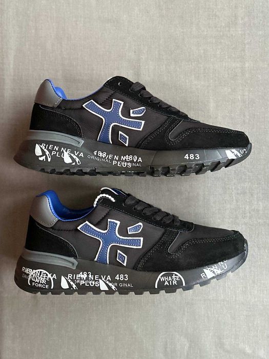 Кросівки Premiata Mick Black Blue | кроси Преміата Мік орного кольору замшеві