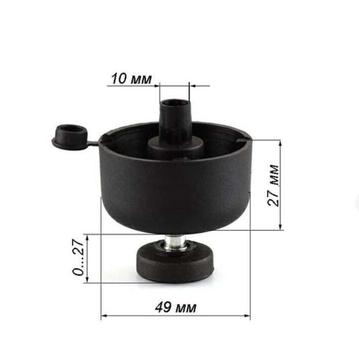 Набір 5 шт ніжка меблева з регулюванням, d=49мм, h=27мм