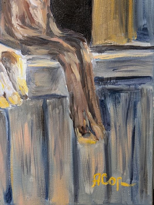 Quadro pintado a óleo, 46x38 cm