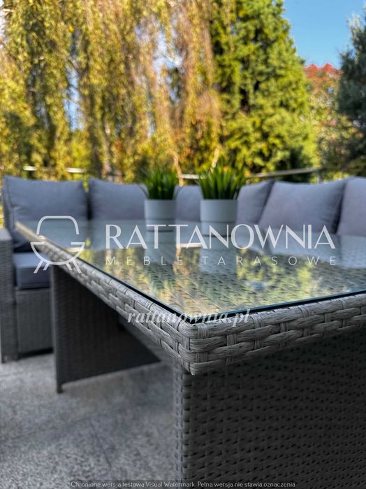 Narożnik Ogrodowy Zestaw Mebli Ogrodowych Tarasowych 3 Fotele Premium