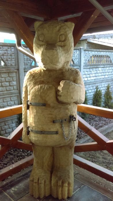 Rzeźba barek ogrodowy miś sowa