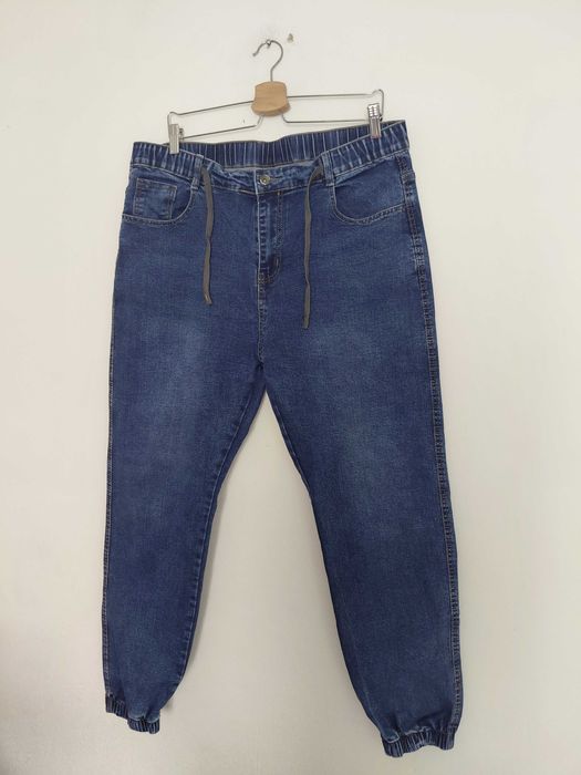 Niebieskie męskie elastyczne spodnie chinosy XL